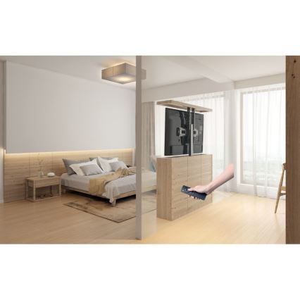 MK FLORIA MKF-19DM648 - Підлоговий кронштейн для телевізора 37-65 чорний SCHUKO + пульт дистанційного керування