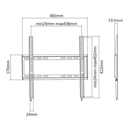 MK FLORIA MKF-20DF447 - Фиксированный настенный кронштейн для ТВ 65" черный