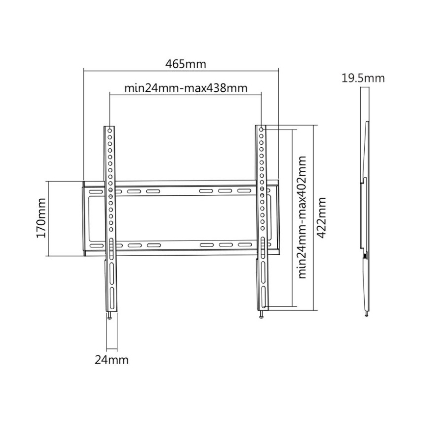 MK FLORIA MKF-20DF447 - Фиксированный настенный кронштейн для ТВ 65" черный