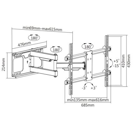 MK FLORIA MKF-20DP646 - Кронштейн для ТВ с шарниром 80" черный