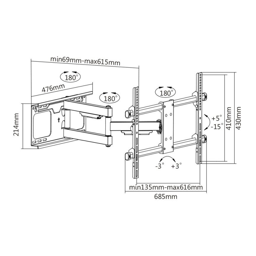MK FLORIA MKF-20DP646 - Кронштейн для ТВ с шарниром 80" черный