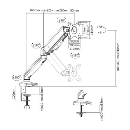 MK FLORIA MKF-21DP113S2 - Регулируемый кронштейн для монитора 32 черный