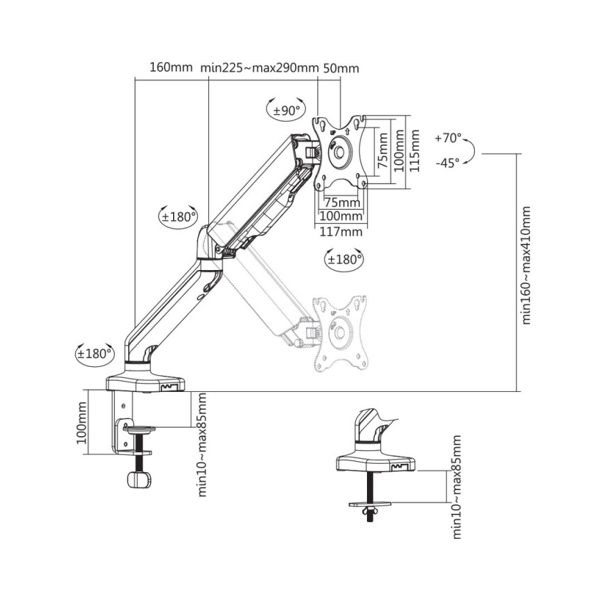 MK FLORIA MKF-21DP113S2 - Регулируемый кронштейн для монитора 32 черный