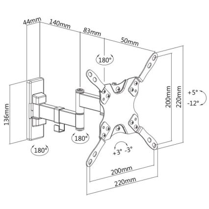 MK FLORIA MKF-21DP224 - Кронштейн для ТВ с шарниром 46 черный