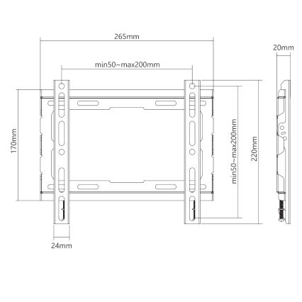 MK FLORIA MKF-23DF223 - Фиксированный настенный кронштейн для ТВ 46 черный