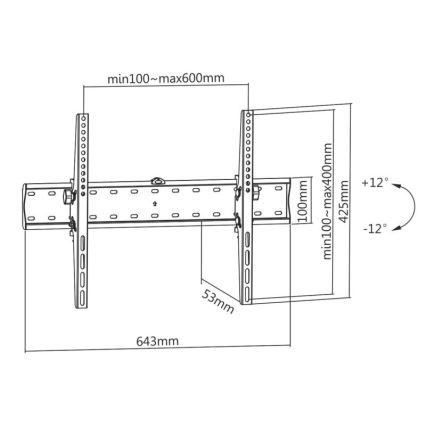 MK FLORIA MKF-23DN640 - Настінний похилий кронштейн для телевізора 80 чорний
