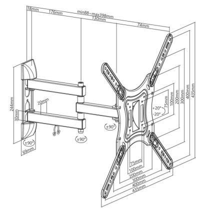 MK FLORIA MKF-23DP444 - Настінний кронштейн для телевізора з шарніром 65 чорний