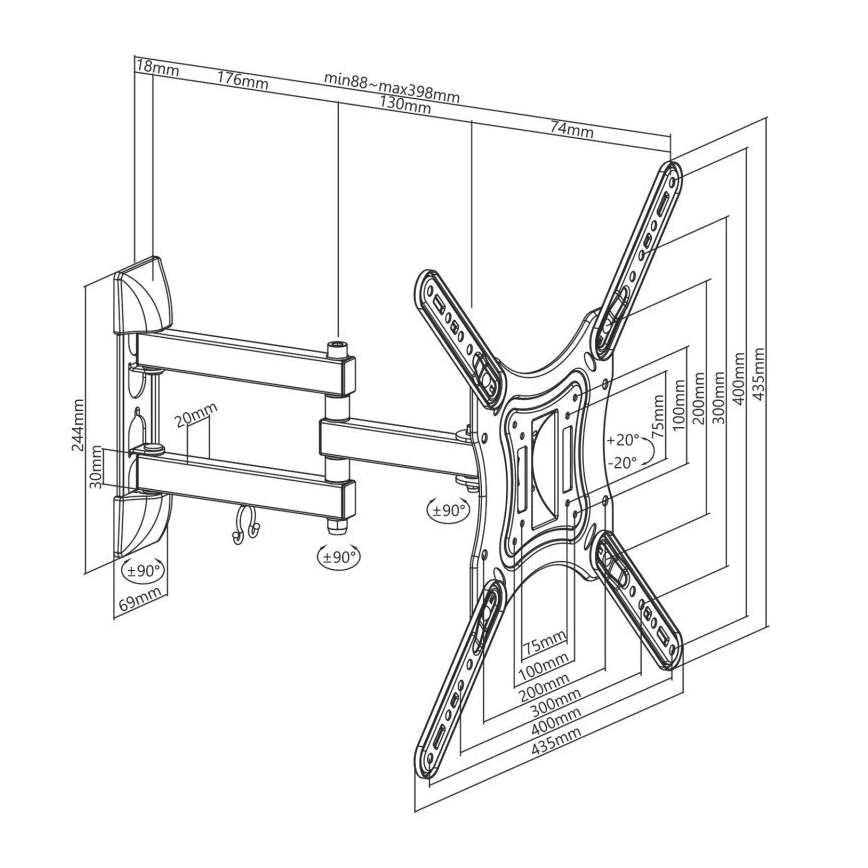 MK FLORIA MKF-23DP444 - Кронштейн для ТВ с шарниром 65" черный
