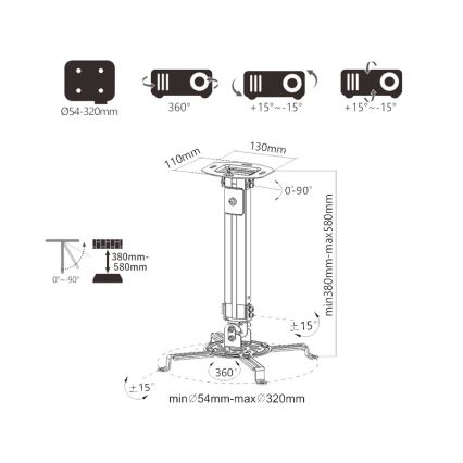 MK FLORIA Superior SUPSTV013 - Потолочное крепление для проектора, чёрное