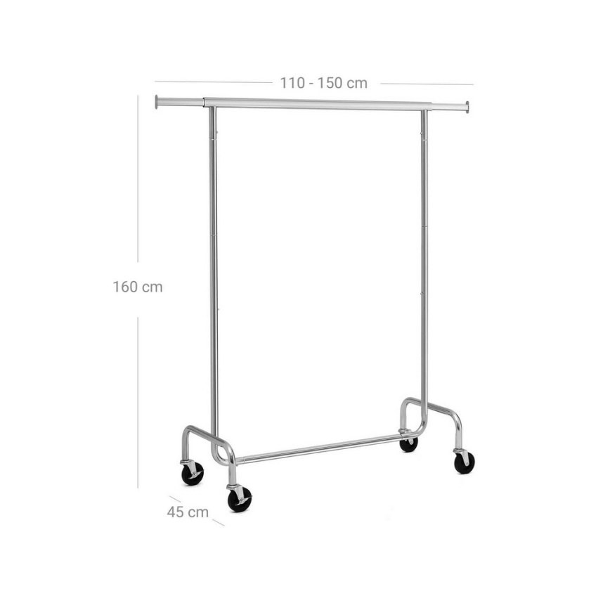 Мобільна підлогова вішалка JEAN 110/150x160x45 см, срібляста
