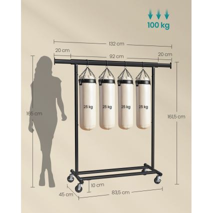 Мобільна підлогова вішалка LINEA, чорна
