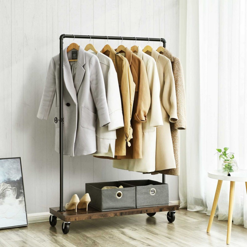 Мобільна підлогова вішалка LINEA коричнева/чорна