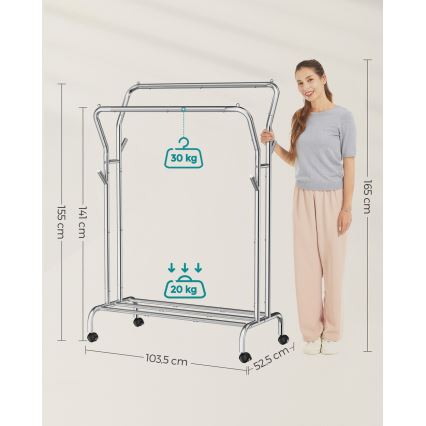 Мобильная напольная вешалка LINEA — серебристая