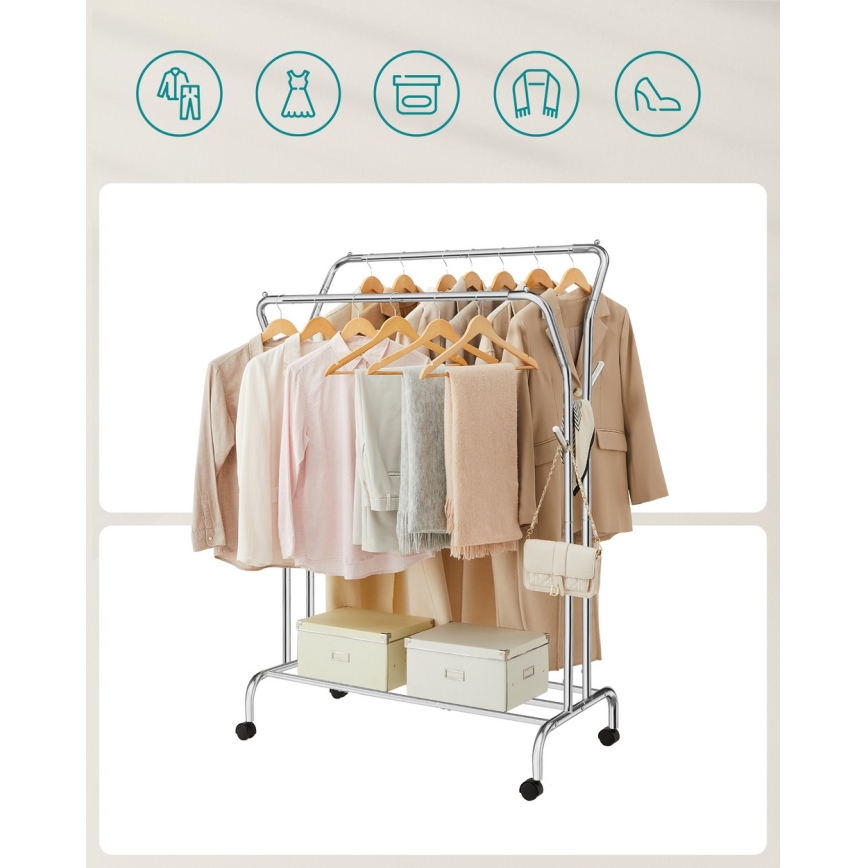 Мобільний підлоговий вішак LINEA сріблястий