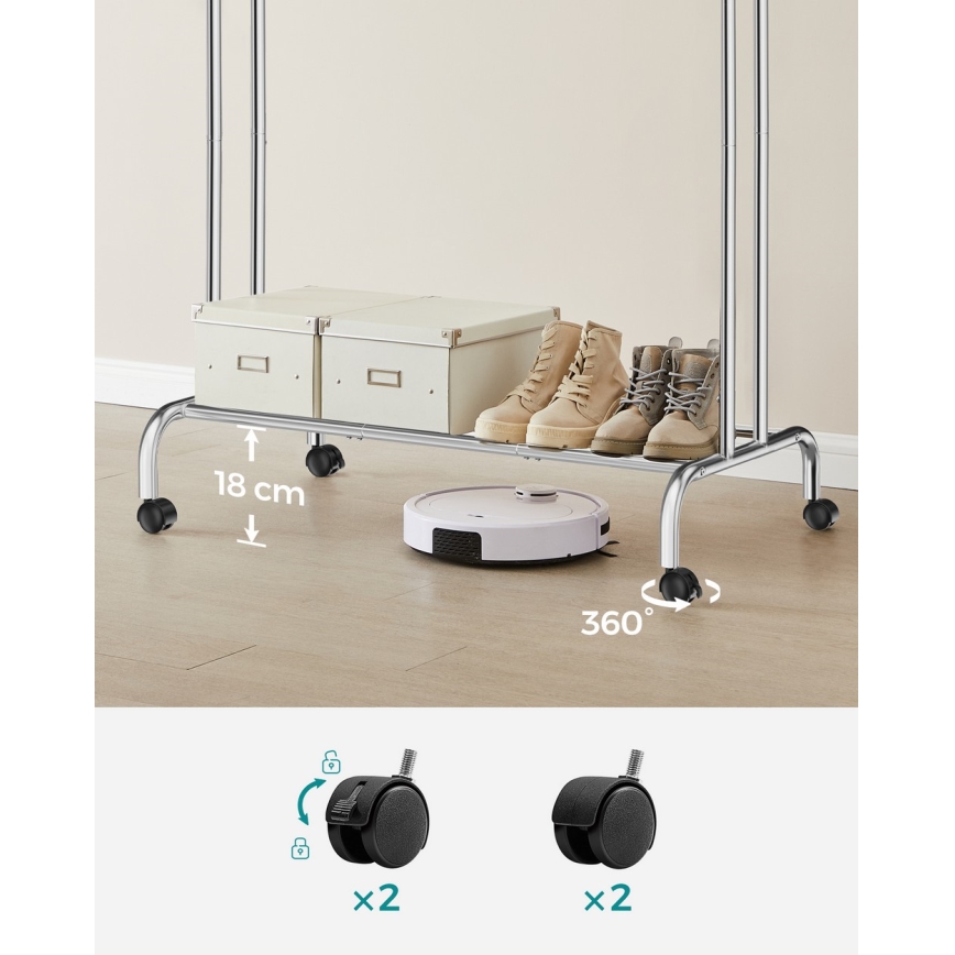 Мобільний підлоговий вішак LINEA сріблястий