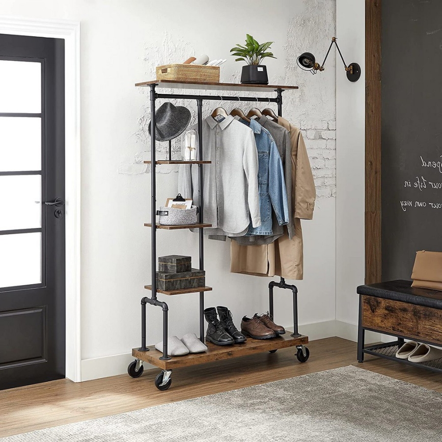 Мобільний підлоговий вішак LINEA коричневий/чорний