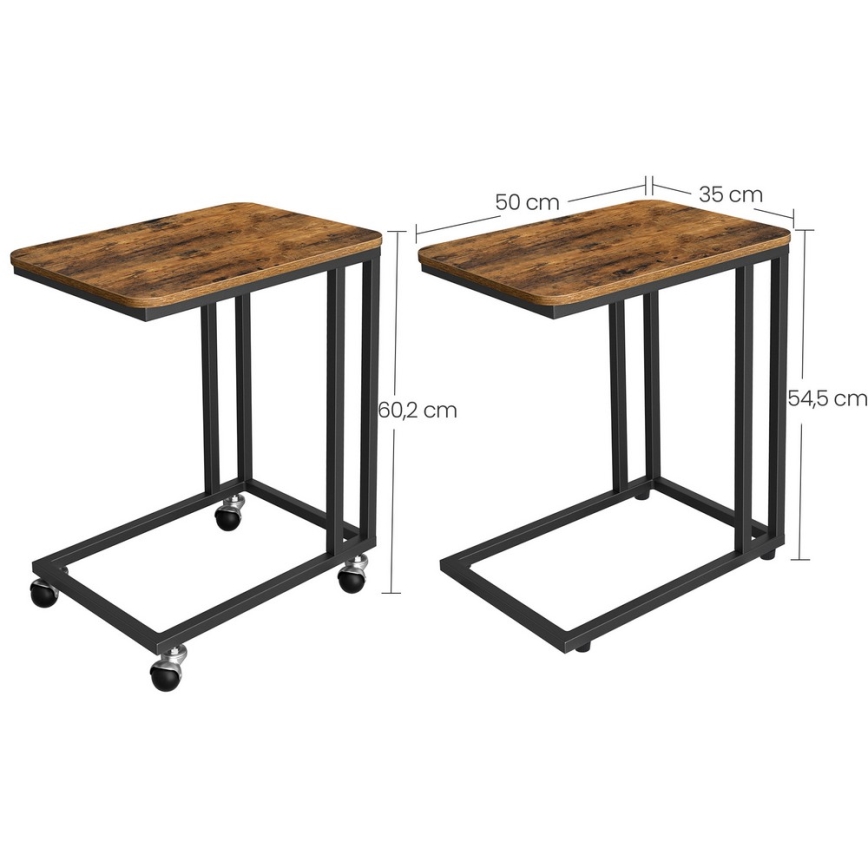 Мобильный приставной столик ELDUR коричневый/чёрный