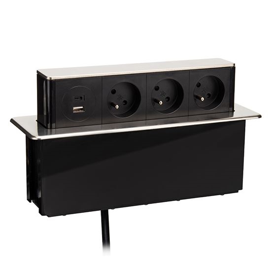 Модуль розеток для столешницы 3x230V + USB-A + USB-C