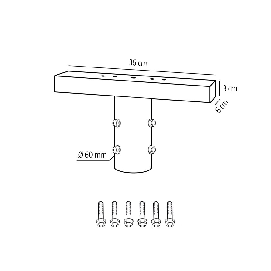 Монтажний кронштейн для зовнішнього освітлення BASE, діаметр 60 мм, чорний