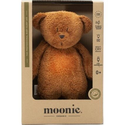 Moonie - Іграшка-комфортер з мелодією і світлом ведмежа 2.0 органічна карамель