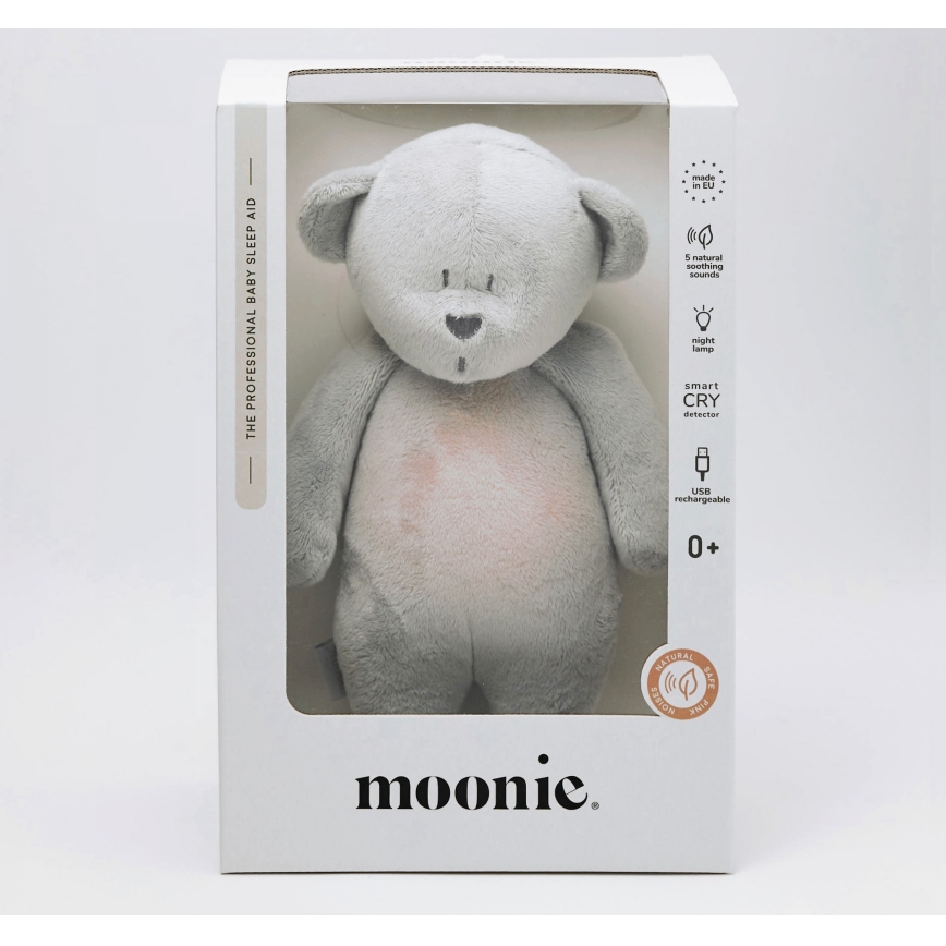 Moonie - Іграшка-комфортер з мелодією і світлом ведмежа 2.0 silver