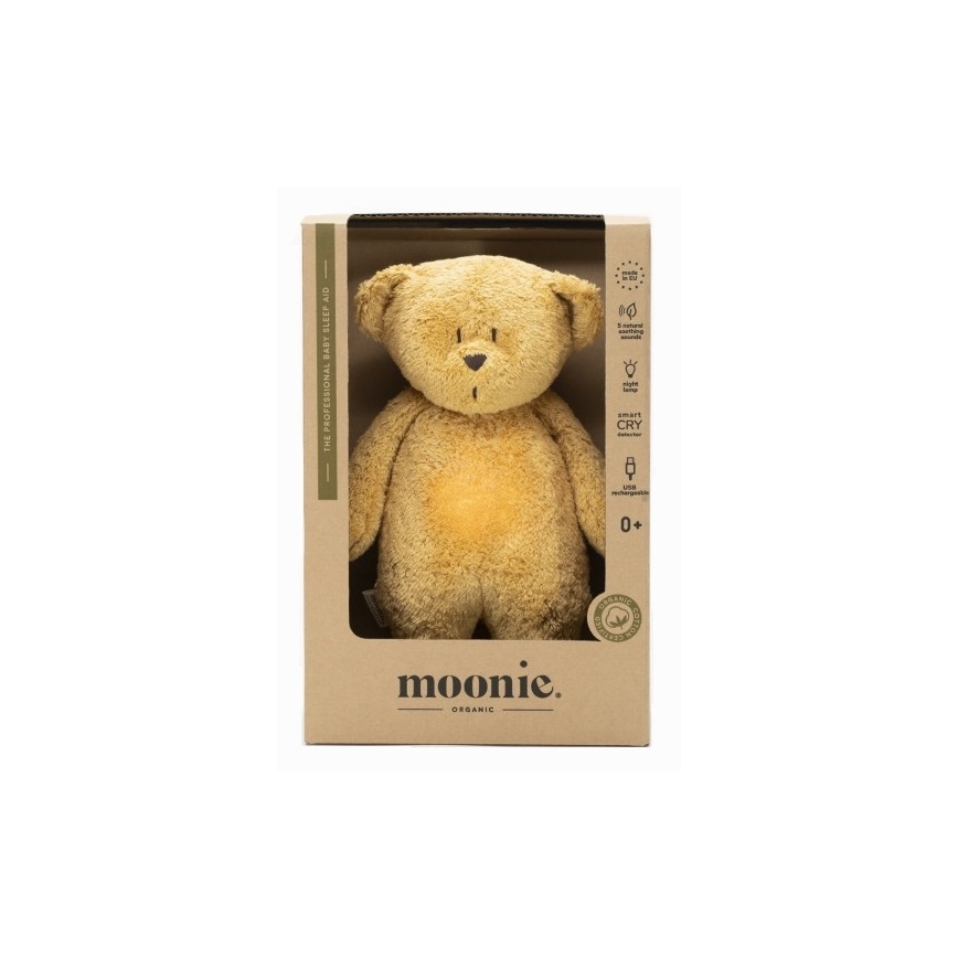 Moonie - Іграшка-комфортер з мелодією і світлом ведмежа organic honey natur