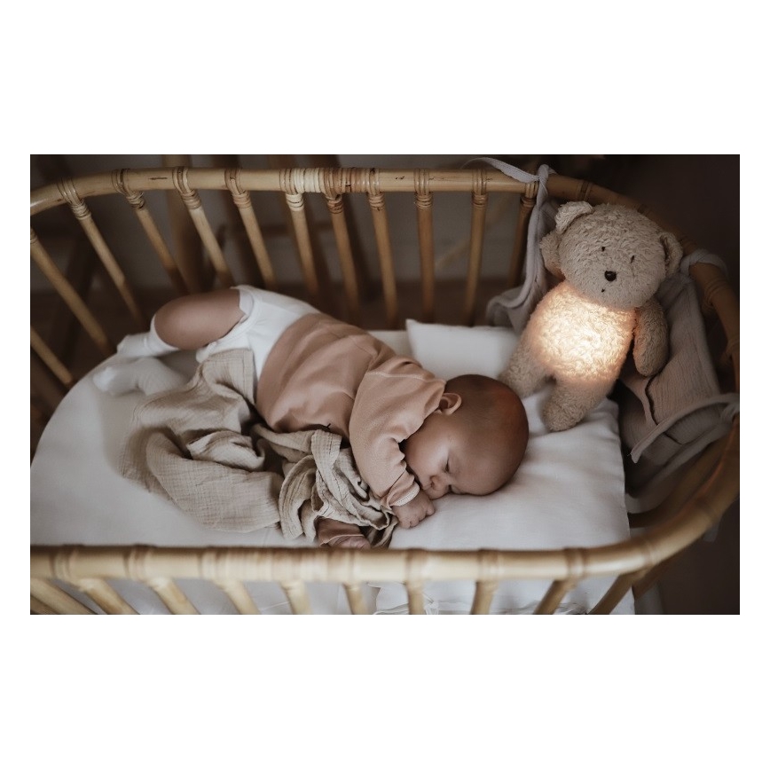 Moonie - Іграшка-комфортер з мелодією і світлом ведмежа organic rose natur