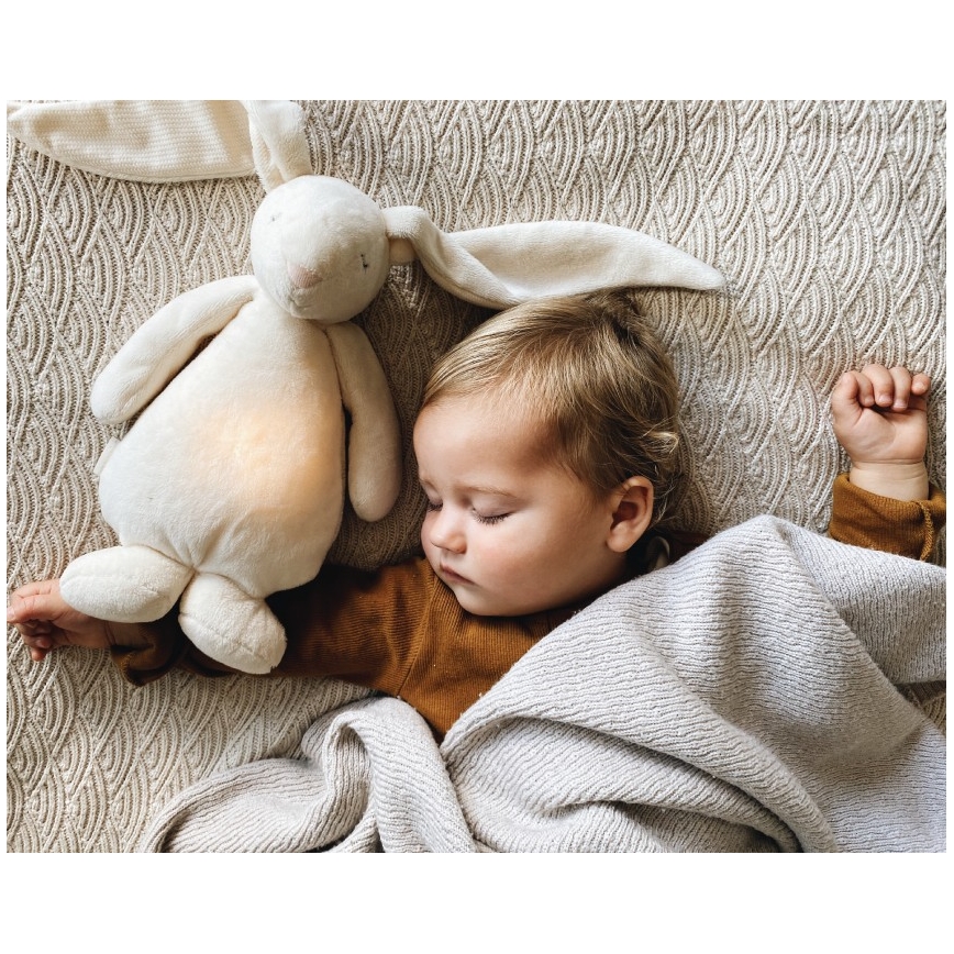 Moonie - Іграшка-комфортер з мелодією і світлом зайчик 2.0 organic sand