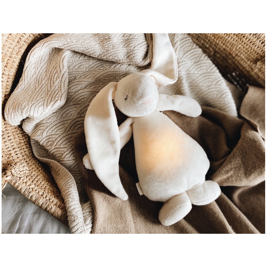 Moonie - Іграшка-комфортер з мелодією і світлом зайчик 2.0 organic sand