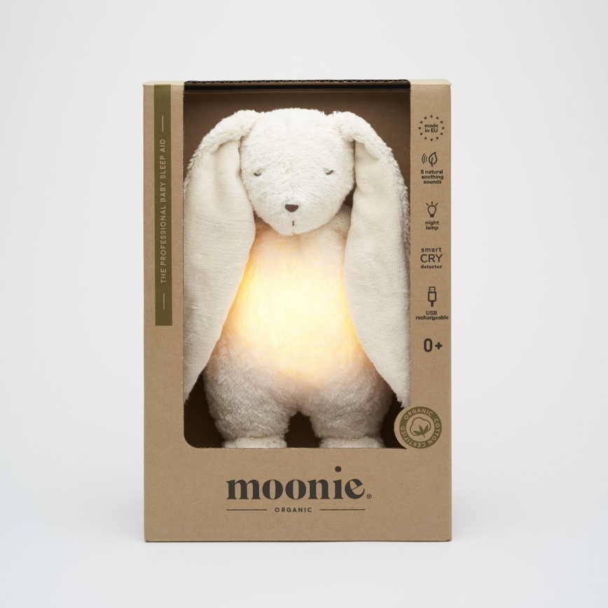 Moonie - Іграшка-комфортер з мелодією і світлом зайчик organic polar natur
