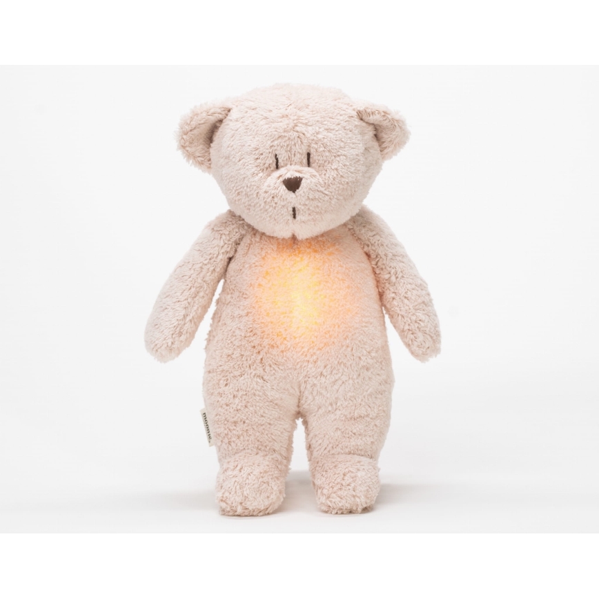 Moonie - Игрушка для засыпания с музыкой и светом медвежонок 2.0 органический розовый