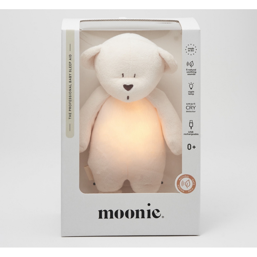 Moonie - Игрушка для засыпания с музыкой и светом медвежонок 2.0 кремовый