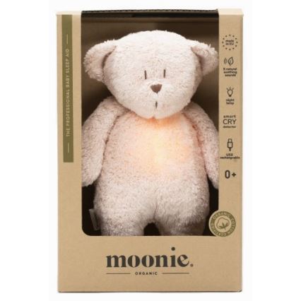 Moonie - Игрушка для засыпания с музыкой и светом медвежонок organic розовый natur