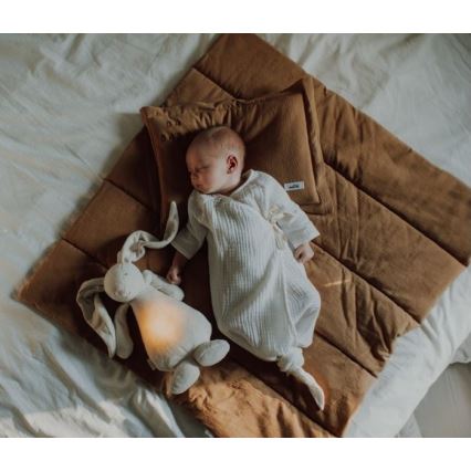 Moonie - Игрушка для засыпания с музыкой и светом зайчик серебристый