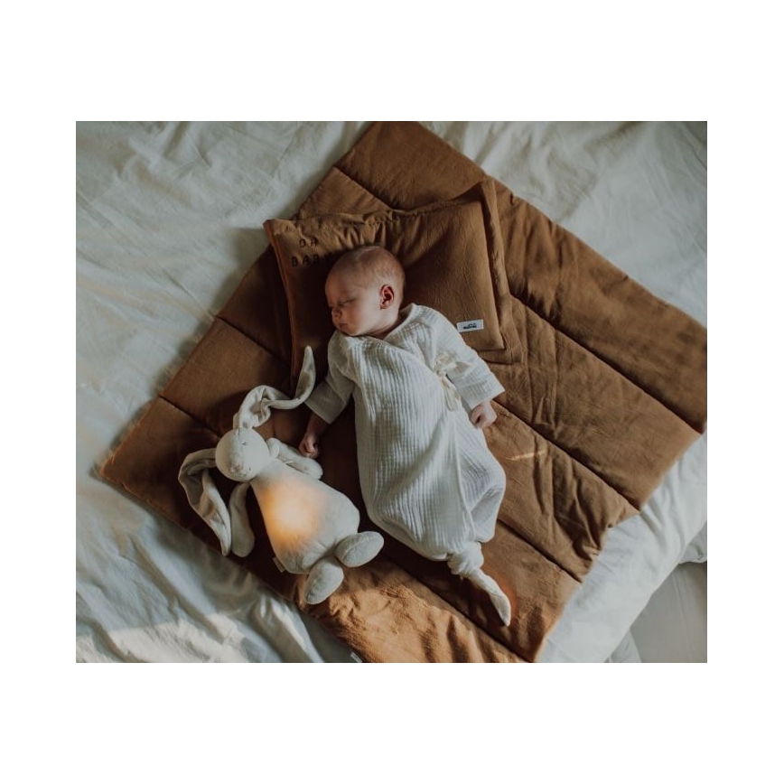 Moonie - Игрушка для засыпания с музыкой и светом зайчик серебристый