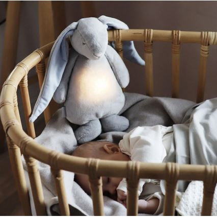 Moonie - Игрушка для засыпания с музыкой и светом зайчик серебристый