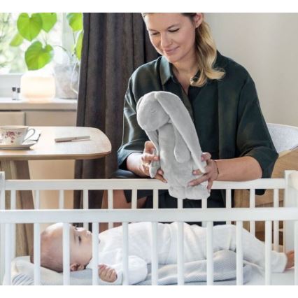 Moonie - Игрушка для засыпания с музыкой и светом зайчик серебристый