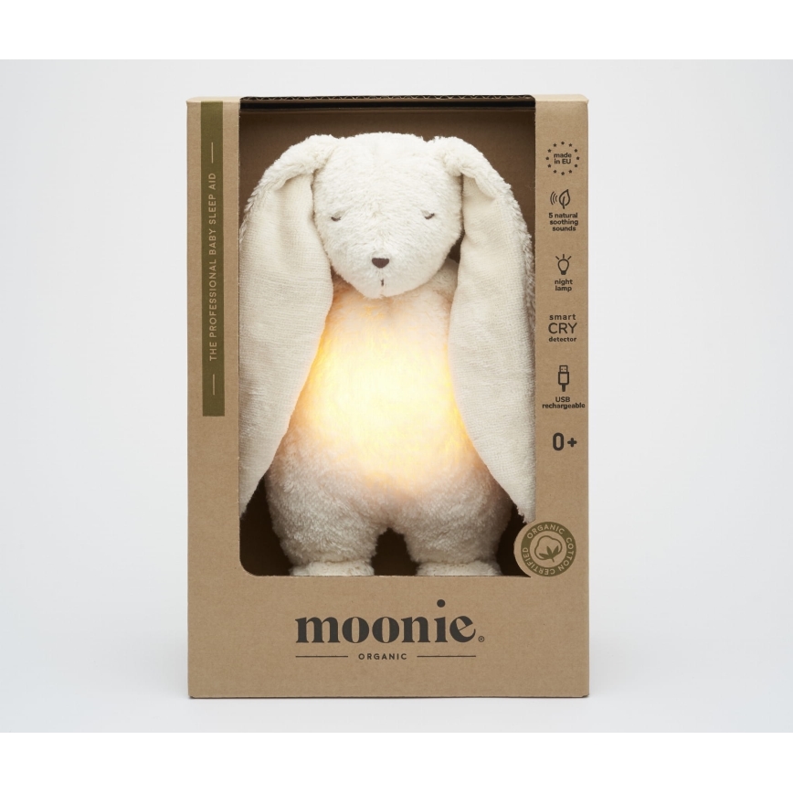 Moonie - Игрушка для засыпания с музыкой и светом кролик 2.0 органический полярный