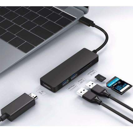 Мультимедійний адаптер USB-C/USB 2.0/USB 3.0/HDMI 4K/SD слот/TF слот