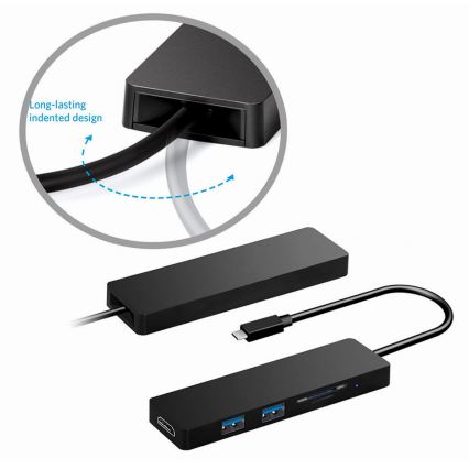 Мультимедійний адаптер USB-C/USB 2.0/USB 3.0/HDMI 4K/SD слот/TF слот