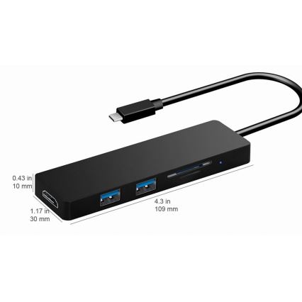 Мультимедійний адаптер USB-C/USB 2.0/USB 3.0/HDMI 4K/SD слот/TF слот