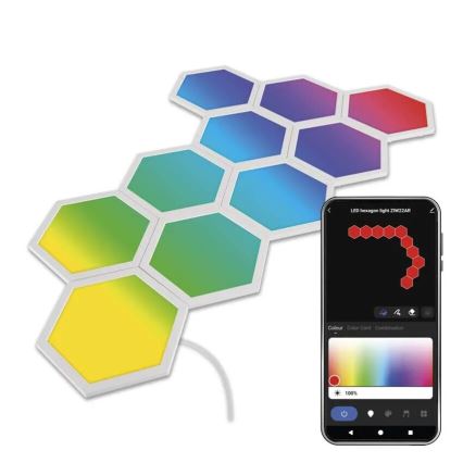НАБІР 10x RGBIC Панель з регулюванням яскравості LED/1,9W/230V Wi-Fi Tuya