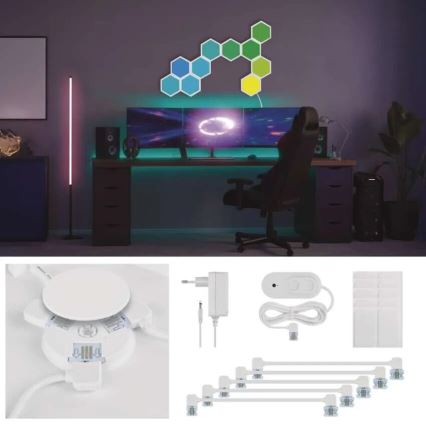 НАБІР 10x RGBIC Панель з регулюванням яскравості LED/1,9W/230V Wi-Fi Tuya