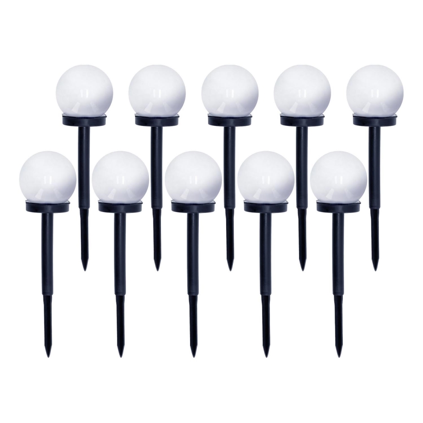 НАБІР 10x Світлодіодний світильник на сонячній батареї LED/0,12W/1,2V 6500K IP44 чорний/білий