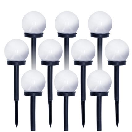 НАБІР 10x Світлодіодний світильник на сонячній батареї LED/0,12W/1,2V 6500K IP44 чорний/білий