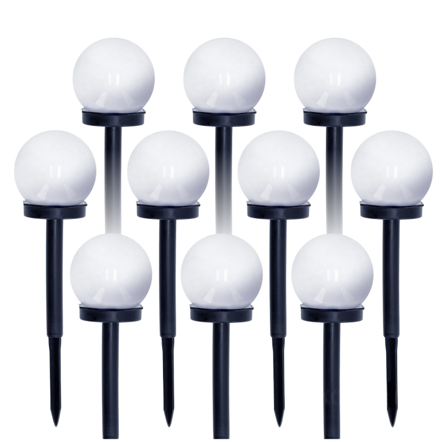 НАБІР 10x Світлодіодний світильник на сонячній батареї LED/0,12W/1,2V 6500K IP44 чорний/білий