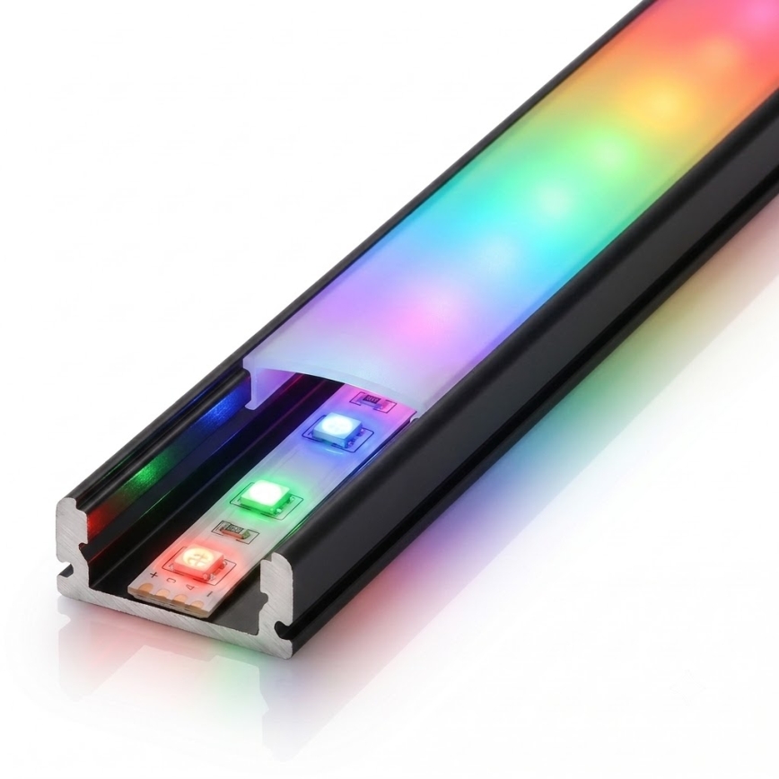 НАБІР 1x RGBW LED-стрічка з регулюванням яскравості DIGITAL LED/9,6W/230V 3 м + 3x вбудований профіль 1 м чорний/білий + пульт дистанційного керування