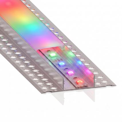 KOMPLEKT 1× RGBW LED-стрічка з регулюванням яскравості NEO LITE MUSIC LED/24W/230V, 5 м, IP65, Wi‑Fi (Tuya) + 5× вбудований профіль 1 м, сріблястий/білий + пульт дистанційного керування