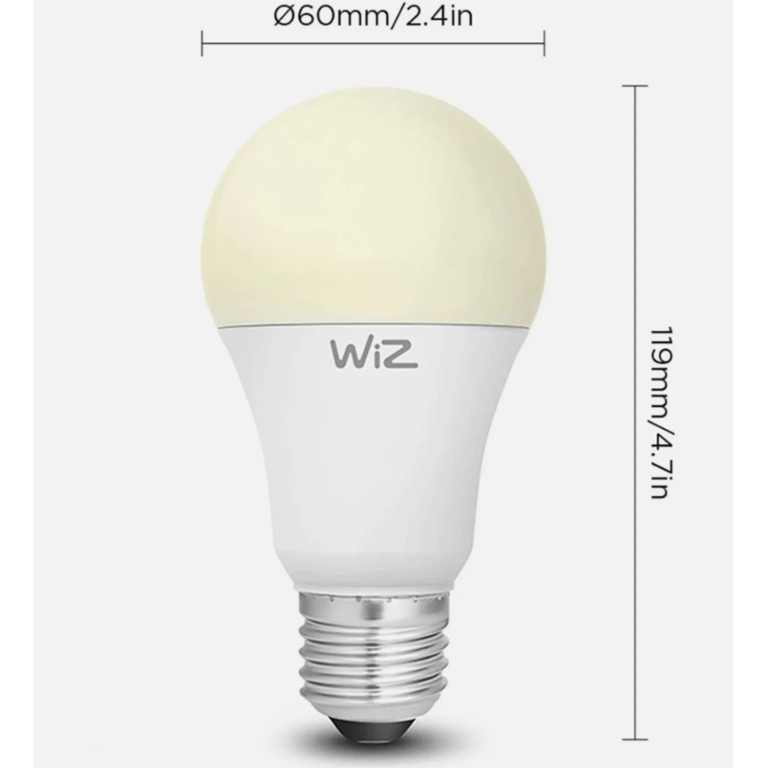 Komplekt із 2 світлодіодних затемнюваних ламп A60 E27/9W/230V 2700K Wi-Fi + пульт дистанційного керування - WiZ