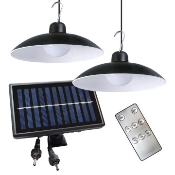 НАБІР 2 шт. світильників на сонячних батареях з LED, підвісних, з датчиком сутінок LED/6W/3,7V 2000 мАг IP44 + дистанційне керування